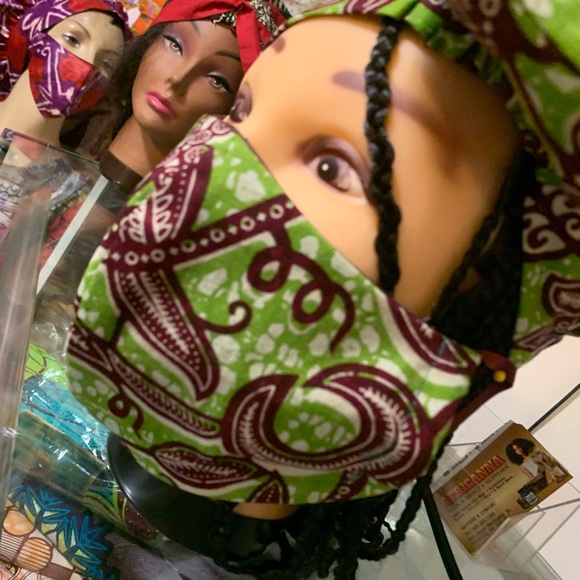 African Style Cloth Face Mask and Headgear - Picture 3 of 3